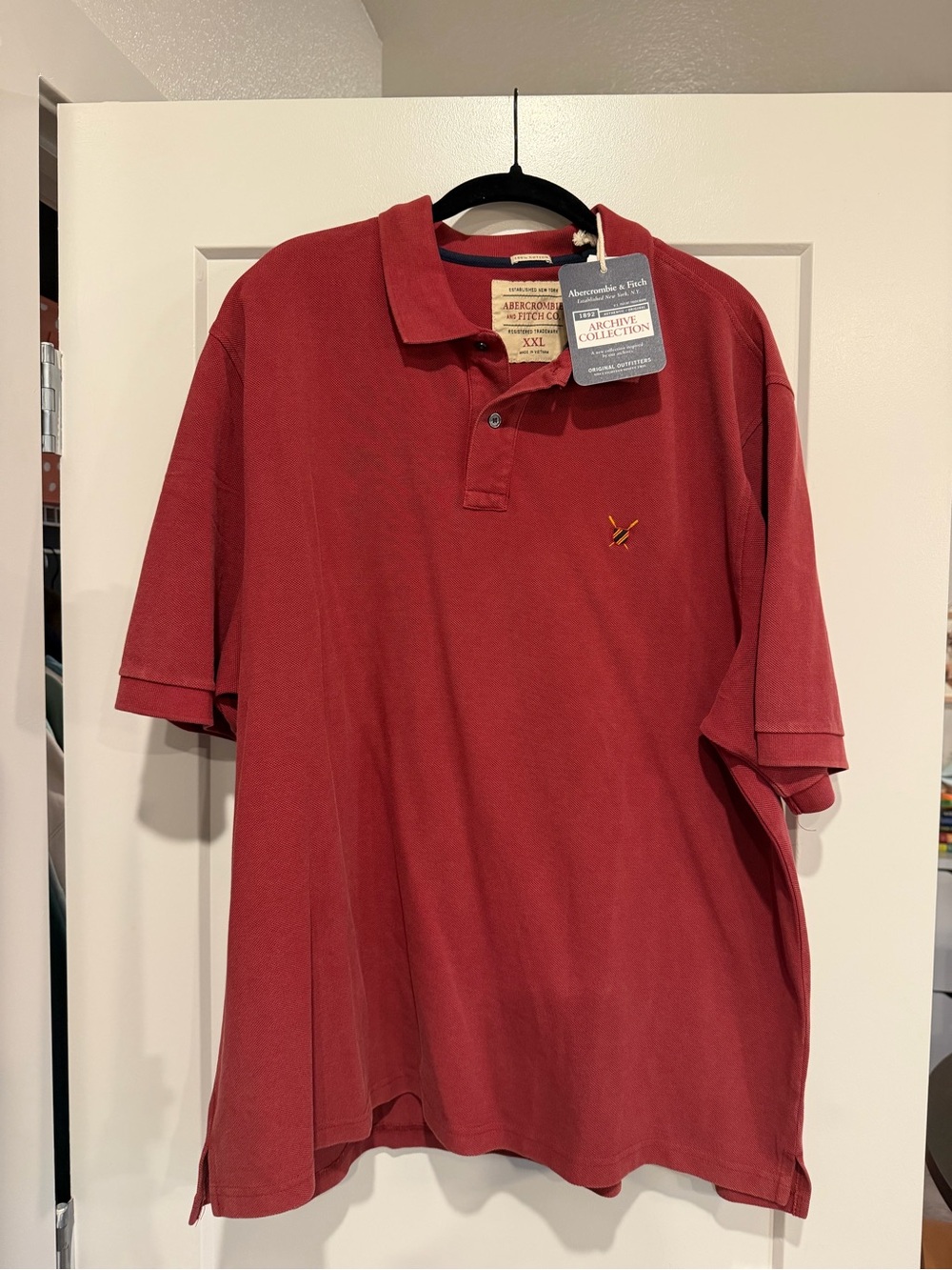 Abercrombie & Fitch Brick Red Polo Shirt - Men's XXL